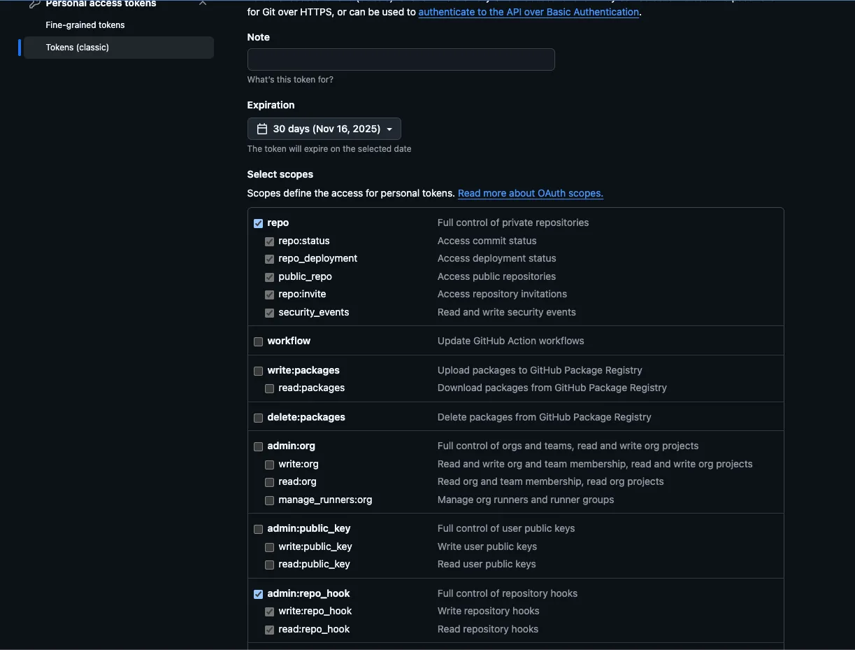 GitHub Classic Token Permissions